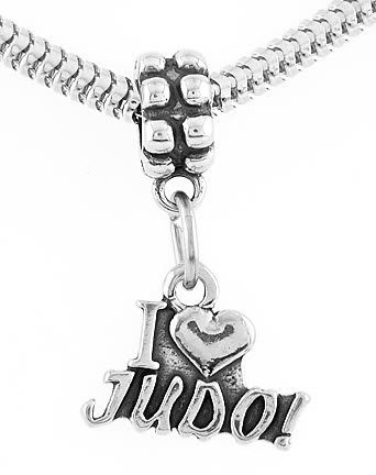 STERLING SILVER DANGLING I LOVE JUDO EUROPEAN BEAD
