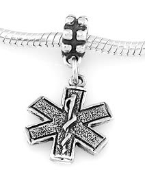 925 SILVER DANGLE PARAMEDIC MEDICAL CROSS EUROPEAN BEAD