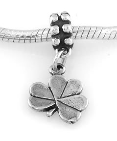 STERLING SILVER DANGLING LUCKY SHAMROCK EUROPEAN BEAD