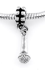 STERLING SILVER DANGLING 3D MICROPHONE EUROPEAN BEAD