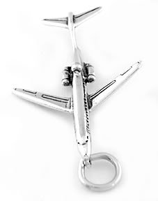 STERLING SILVER PASSANGER JET AIRPLANE CHARM/PENDANT