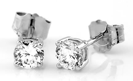 STERLING SILVER CZ Cubic Zirconia 5MM Round Cut Solitaire Earrings