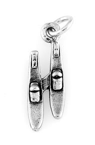 STERLING SILVER WATER / SNOW SKI SKIING CHARM