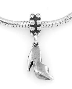 STERLING SILVER DANGLING STILETTO HEEL SHOE EUROPEAN BEAD