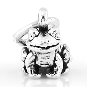 STERLING SILVER BULLFROG / FROG / TOAD CHARM/PENDANT