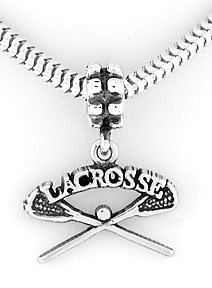 STERLING SILVER DANGLING LACROSSE STICKS EUROPEAN BEAD