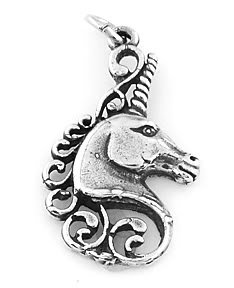 STERLING SILVER MYSTICAL UNICORN HEAD CHARM/PENDANT