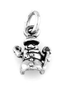 STERLING SILVER SMALL SNOWMAN CHARM WITH 16" BOX CHAIN