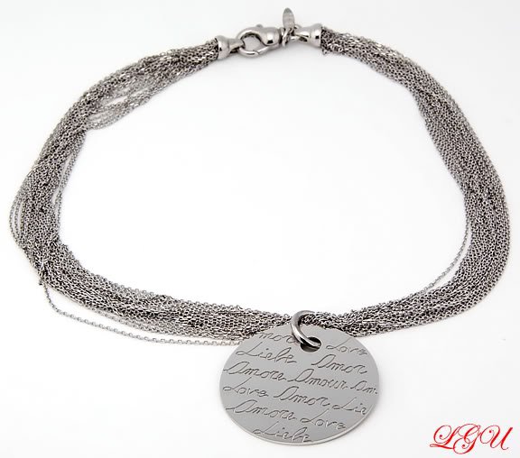 STERLING SILVER ITALIAN DESIGNER LOVE NECKLACE 17 INCH