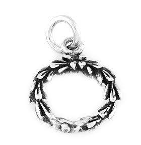STERLING SILVER HOLIDAY WREATH CHARM WITH 16" BOX CHAIN