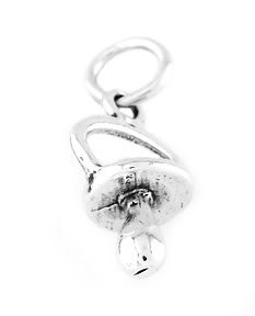 STERLING SILVER BABY PACIFIER CHARM WITH 16" BOX CHAIN