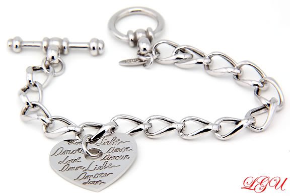 STERLING SILVER ITALIAN DESIGNER LOVE BRACELET 7.7 INCH