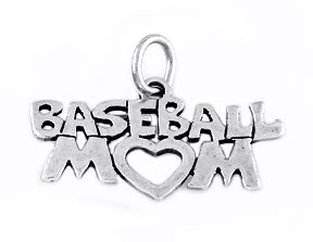 STERLING SILVER BASEBALL MOM CHARM WITH 16" BOX CHAIN
