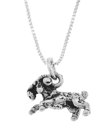 STERLING SILVER RAM BODY CHARM WITH 16 inch BOX CHAIN NECKLACE