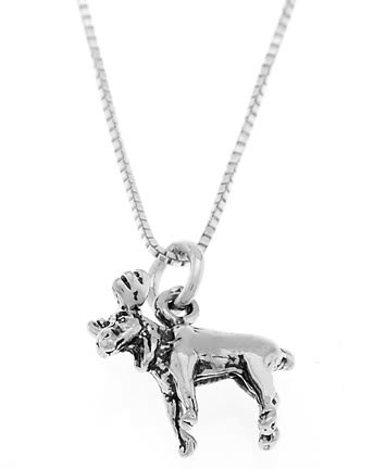 STERLING SILVER SMALL MOOSE CHARM WITH 16 INCH BOX CHAIN NECKLACE