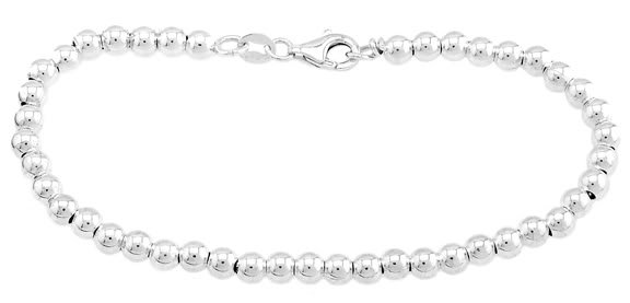 STERLING SILVER 4MM BALL/ BEAD BRACELET