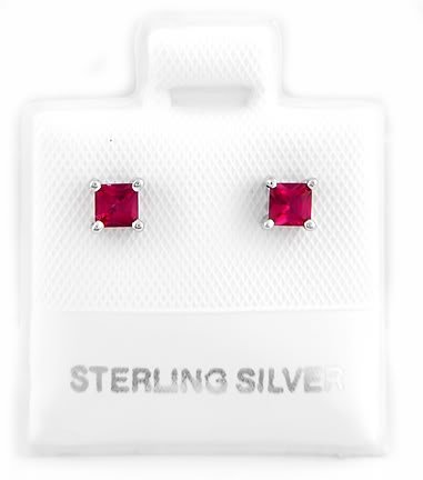 STERLING SILVER JULY BIRTHSTONE CZ CHILD POST EARRINGS 3mm