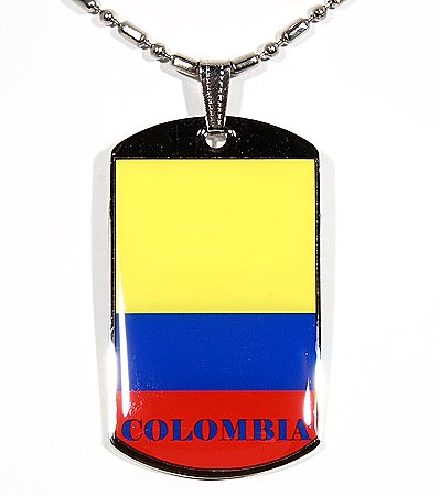 Colombia Flag Polymer Glazed Color Dogtag Dog Tag