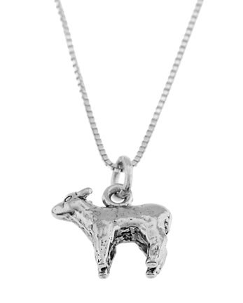 STERLING SILVER SHEEP / LAMB CHARM WITH 16 inch BOX CHAIN NECKLACE