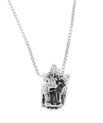 STERLING SILVER NOAH'S ARK TWO BY TWO BEARS CHARM WITH 16 inch BOX CHAIN NECKLACE