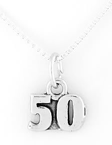 STERLING SILVER 50 YEARS CHARM W/ 16" BOX CHAIN