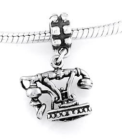 STERLING SILVER DANGLING FRENCH TELEPHONE EUROPEAN BEAD