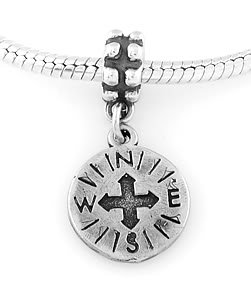 STERLING SILVER DANGLING COMPASS EUROPEAN BEAD