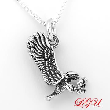 STERLING SILVER EAGLE CHARM and STERLING SILVER 16 inch box chain NECKLACE