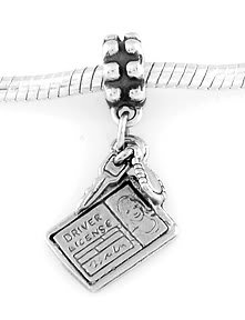 STERLING SILVER DANGLE DRIVER'S LICENSE EUROPEAN BEAD