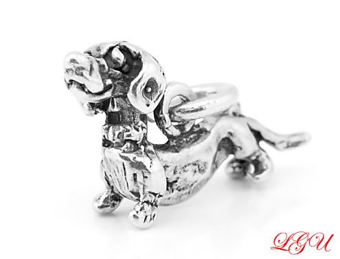 STERLING SILVER DACHSHUND DOG 3D CHARM