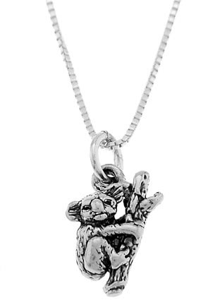 STERLING SILVER KOALA BEAR HANGING TO TREE BRANCH CHARM WITH 16 inch BOX CHAIN NECKLACE