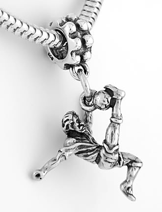 STERLING SILVER DANGLING SOCCER PLAYER EUROPEAN BEAD