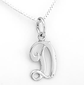 STERLING SILVER 925 INITIAL D & 16" SILVER BOX CHAIN
