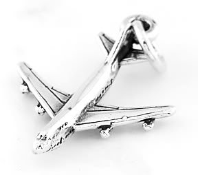 STERLING SILVER PASSENGER AIRPLANE CHARM/PENDANT