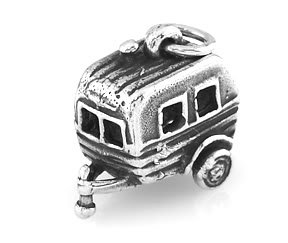 STERLING SILVER HITCHED RV VACATION TRAILER CHARM