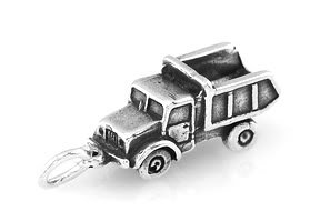 STERLING SILVER LARGE SOLID DUMP TRUCK CHARM