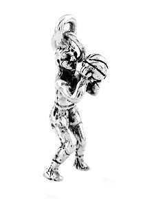STERLING SILVER MALE BASKETBALL PLAYER SHOOTING CHARM
