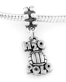 STERLING SILVER DANGLING WATER H20 POLO EUROPEAN BEAD