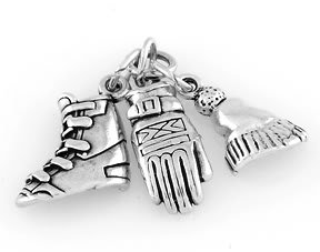 STERLING SILVER WINTER SPORTS GEAR HAT GLOVE BOOT CHARM
