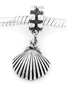 STERLING SILVER DANGLING SEASHELL EUROPEAN BEAD
