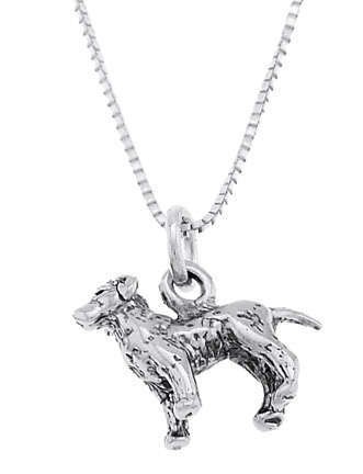 STERLING SILVER LABRADOR RETRIEVER PUPPY DOG CHARM WITH 16 inch BOX CHAIN NECKLACE