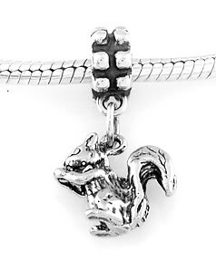 STERLING SILVER SQUIRREL EATING NUT EUROPEAN BEAD