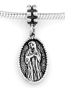 STERLING SILVER DANGLING VIRGIN MARY EUROPEAN BEAD