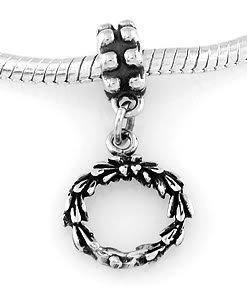 STERLING SILVER DANGLING CHRISTMAS WREATH EUROPEAN BEAD