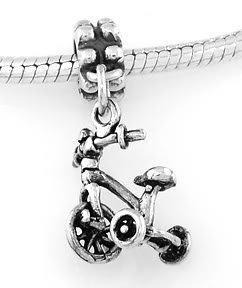 STERLING SILVER DANGLING THREE WHEEL TRICYCLE EUROPEAN BEAD