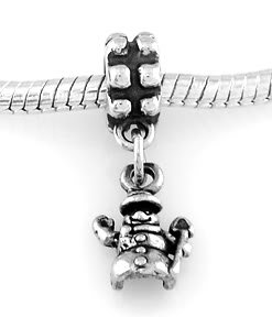 STERLING SILVER DANGLE SMALL SNOWMAN EUROPEAN BEAD