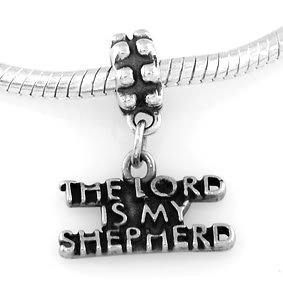 STERLING SILVER DANGLE THE LORD IS MY SHEPHERD EUROPEAN BEAD