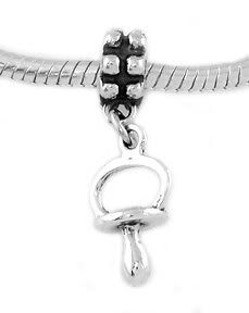 STERLING SILVER DANGLING BABY PACIFIER EUROPEAN BEAD