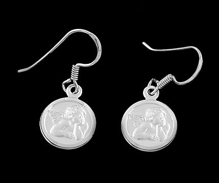 Sterling Silver CHERUB ANGEL Fish Hook Earrings
