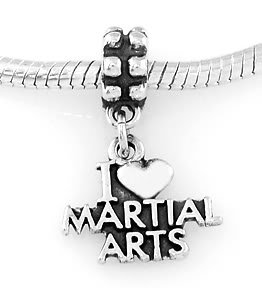 STERLING SILVER DANGLING I LOVE MARTIAL ARTS EUROPEAN BEAD